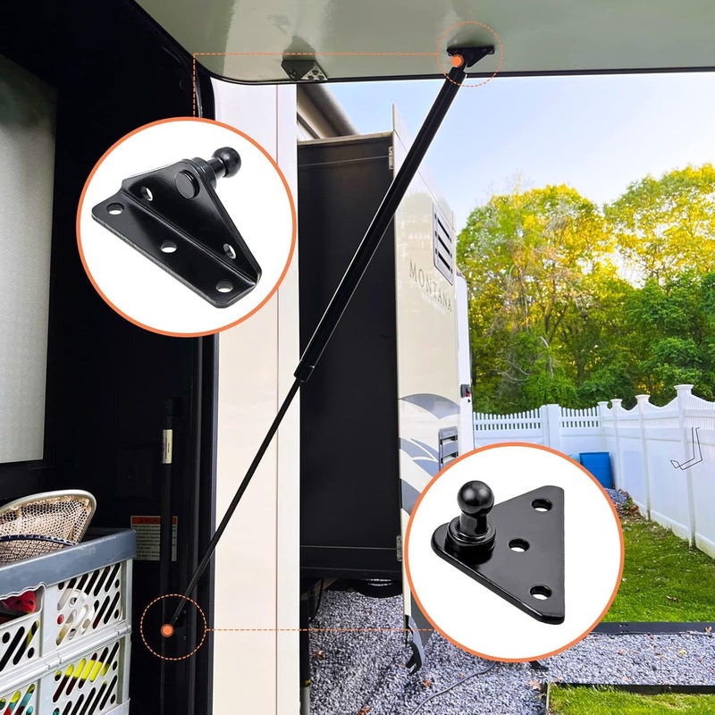 PAMAGOO 13MM Ball Stud Mounting Brackets, 2 Angled L-Type Mounts and 2 Flat-Type Mounts with 16 Screws, for Lift-o-mat Gas Spring Struts Shock Mounting Kits, Black - Image 5